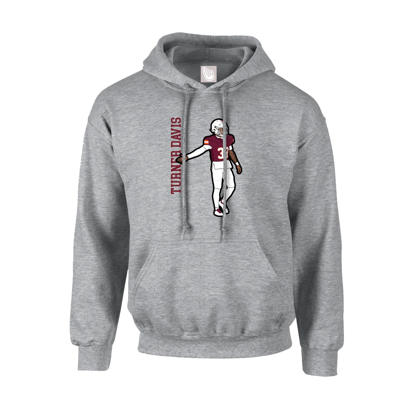 Hoodie — Name Vertical in Grey