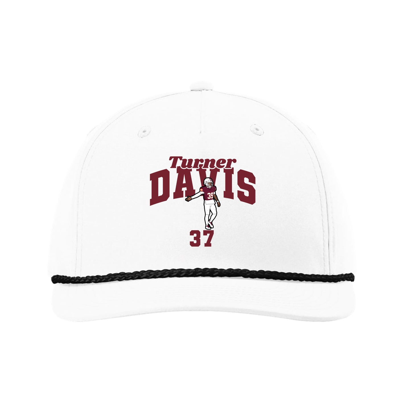 Five-Panel Classic Rope Cap — Signature Arch in White