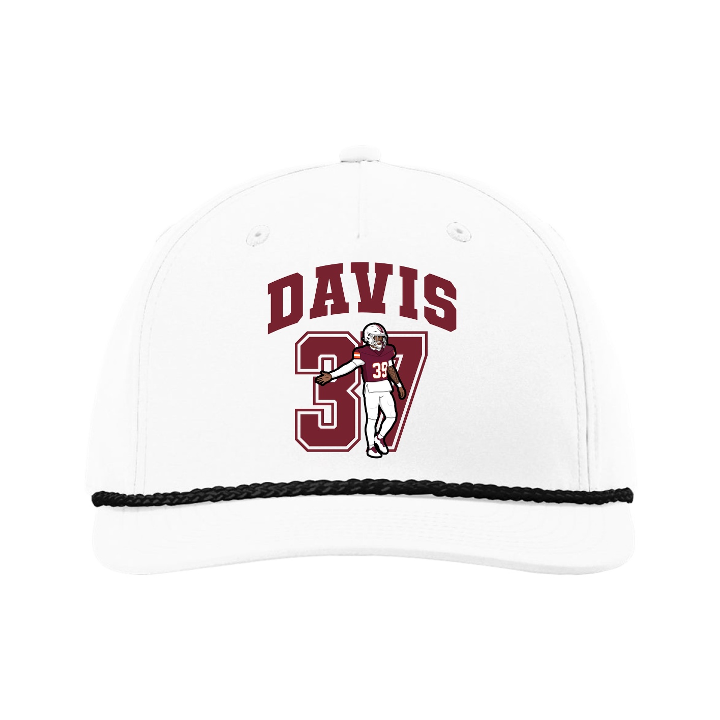 Five-Panel Classic Rope Cap — Number in White