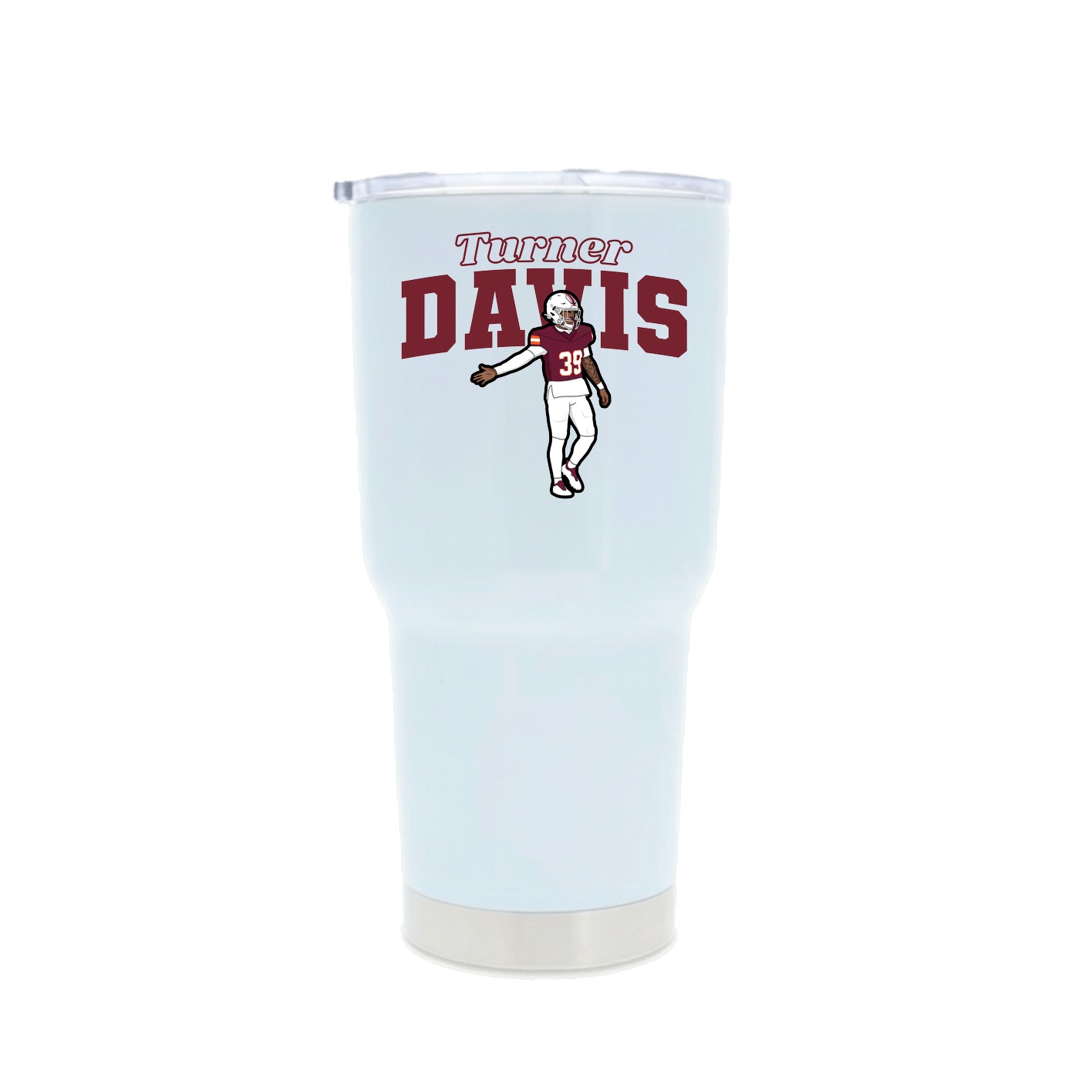30oz Stainless Steel Tumbler — Name Arch in White