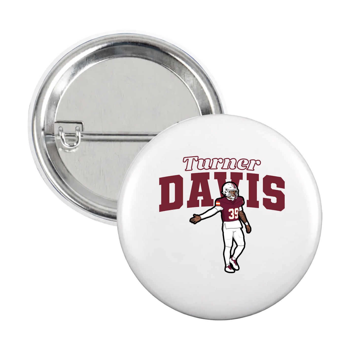 Game Day Button — Name Arch in White