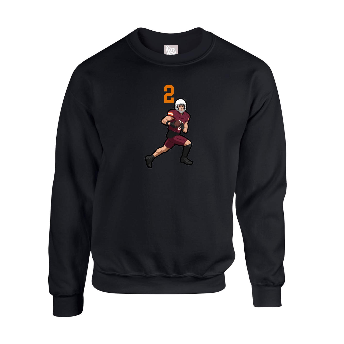 Fleece Crew — Number Top in Black
