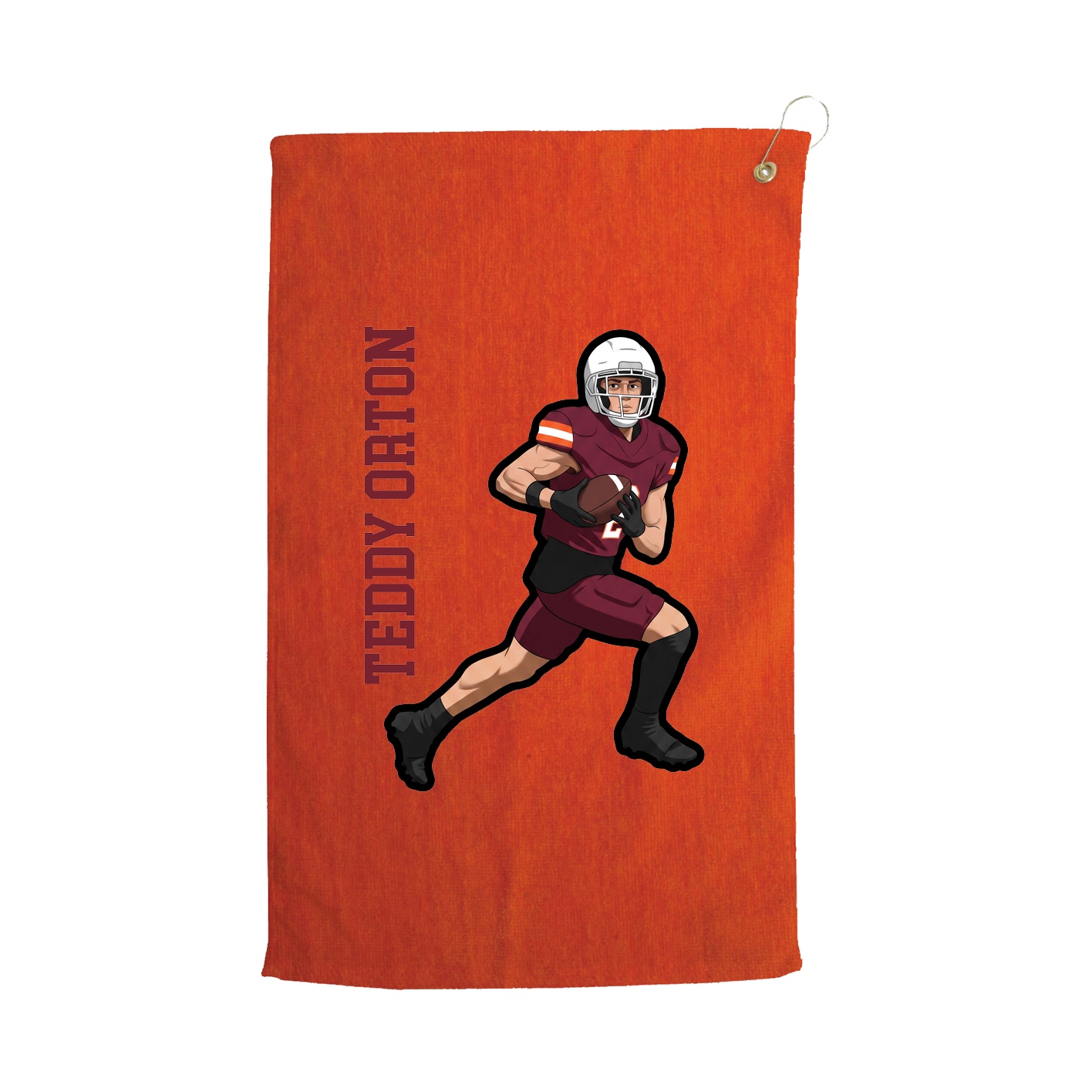 Golf Towel — Name Vertical in Orange