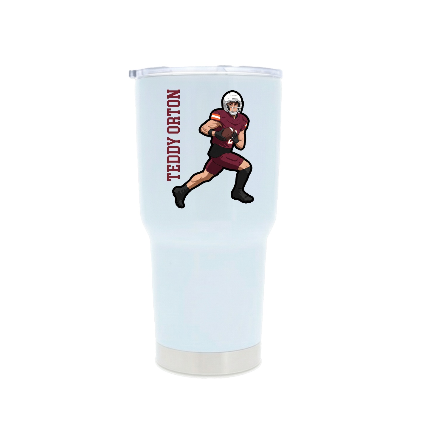 30oz Stainless Steel Tumbler — Name Vertical in White
