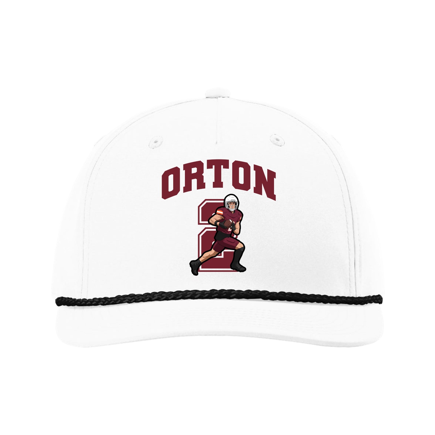 Five-Panel Classic Rope Cap — Number in White