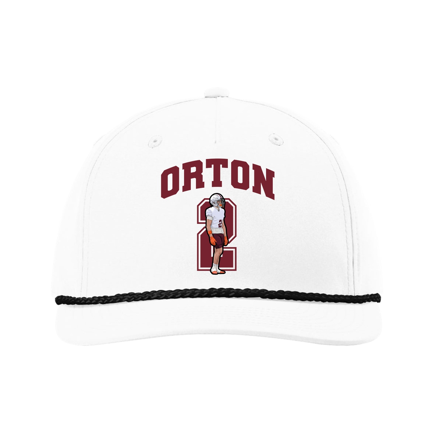 Five-Panel Classic Rope Cap — Number in White