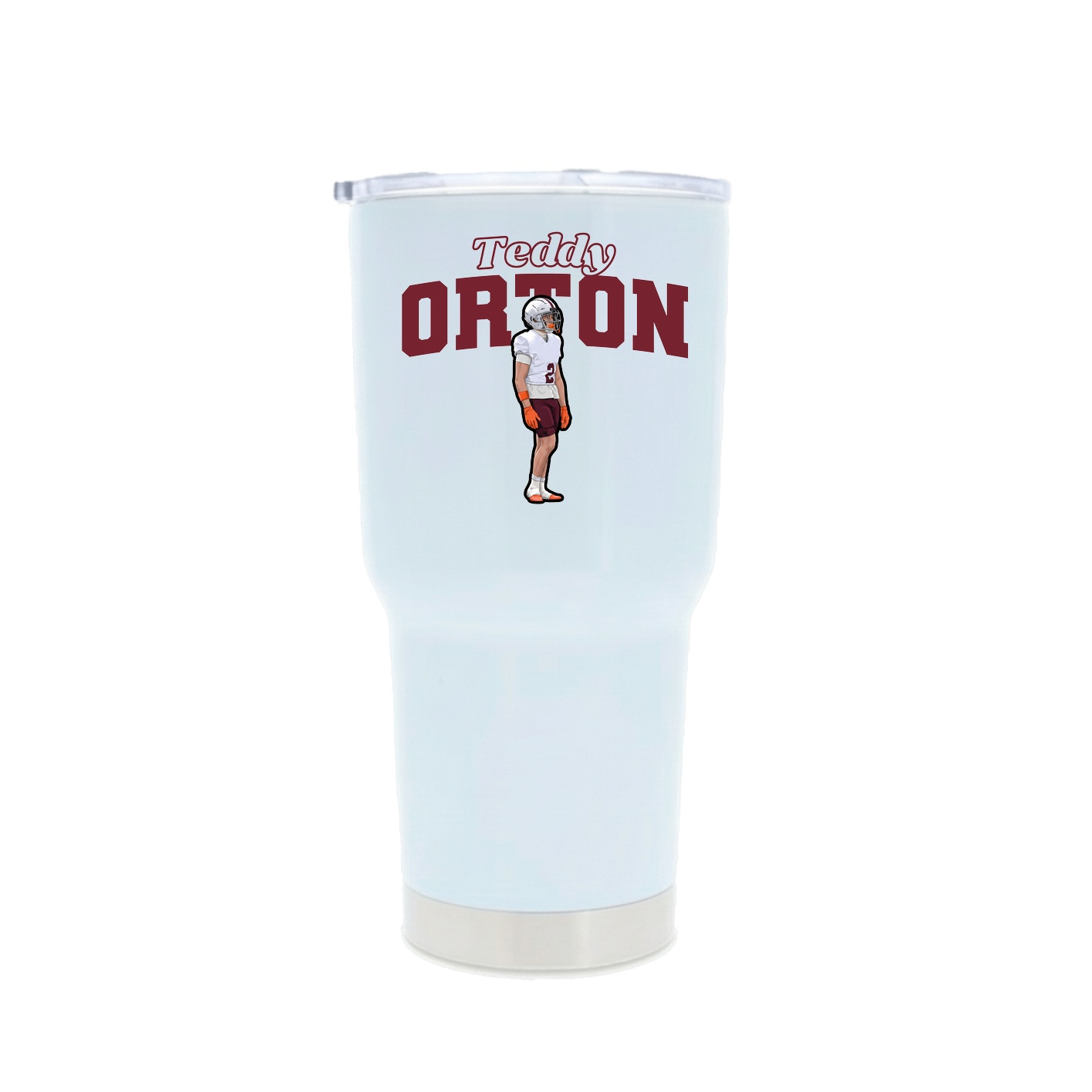 30oz Stainless Steel Tumbler — Name Arch in White