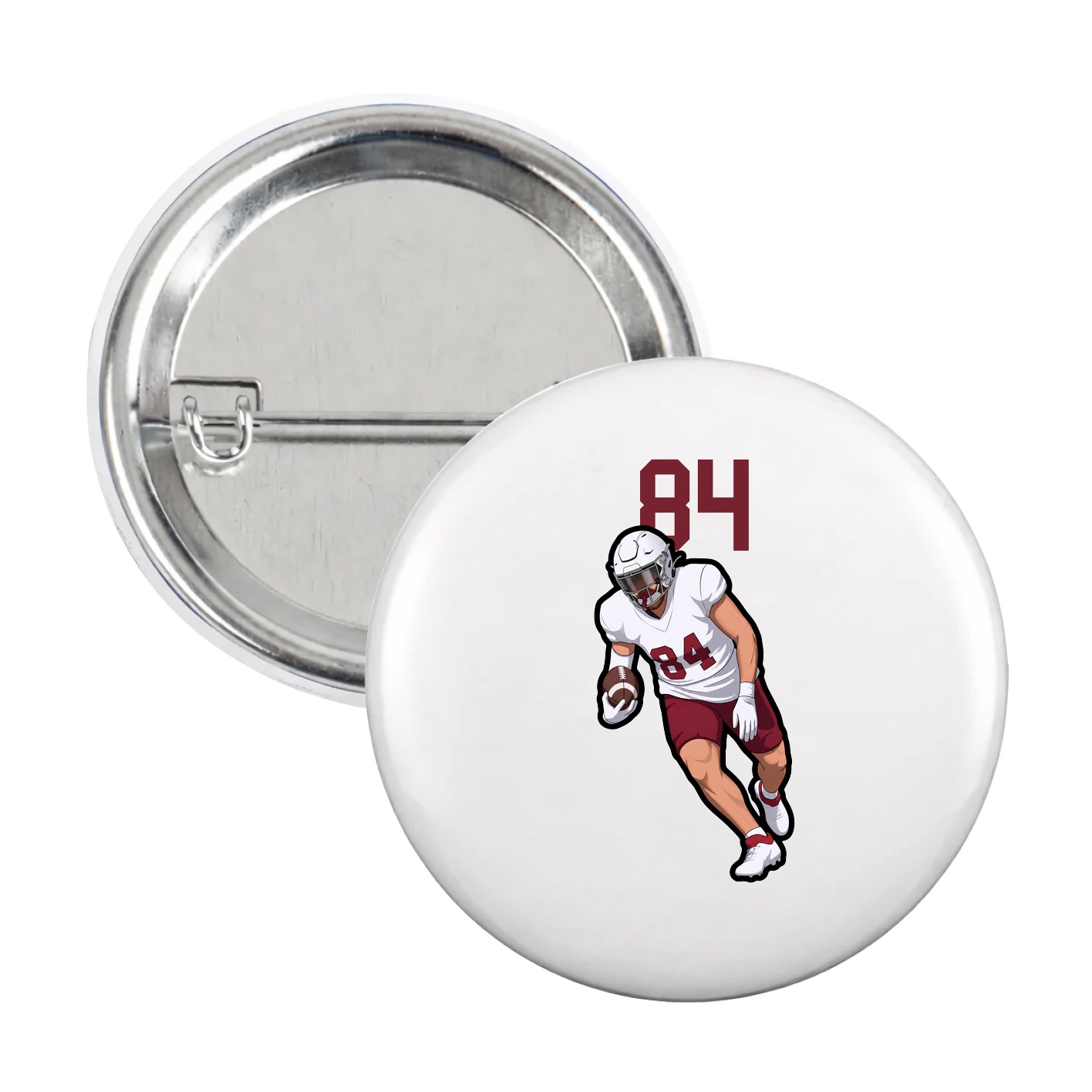Game Day Button — Number Top in White