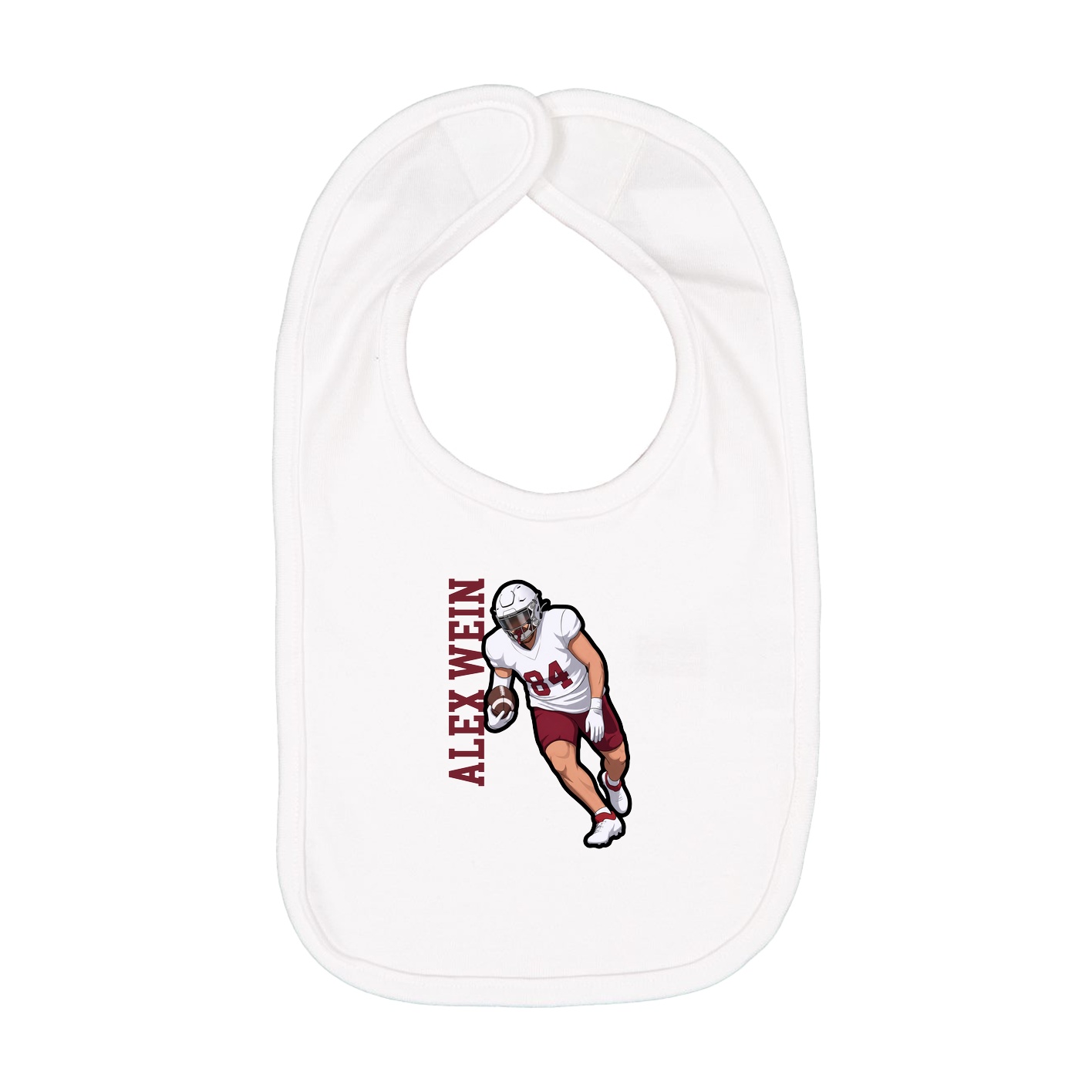Infant Bib — Name Vertical in White