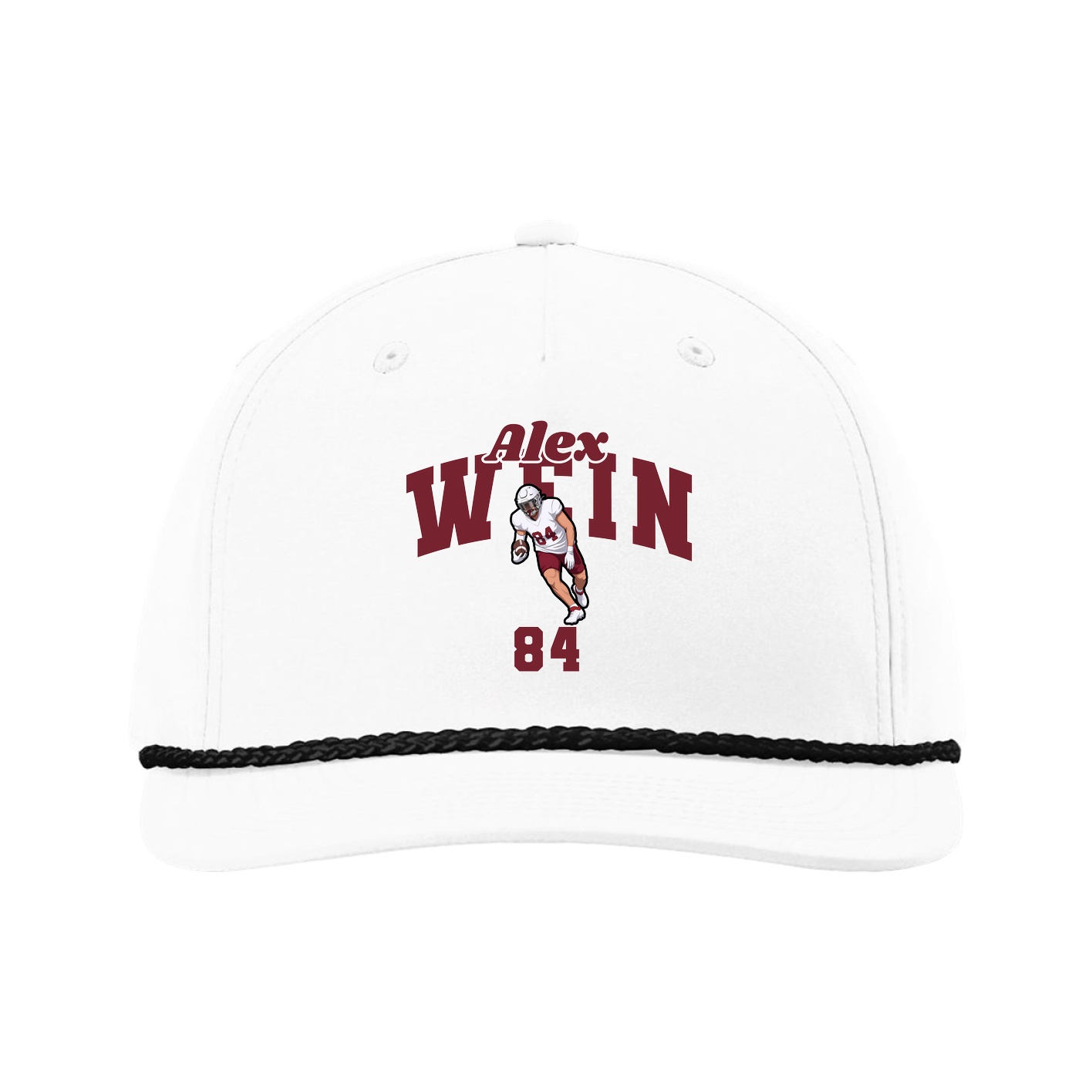 Five-Panel Classic Rope Cap — Signature Arch in White