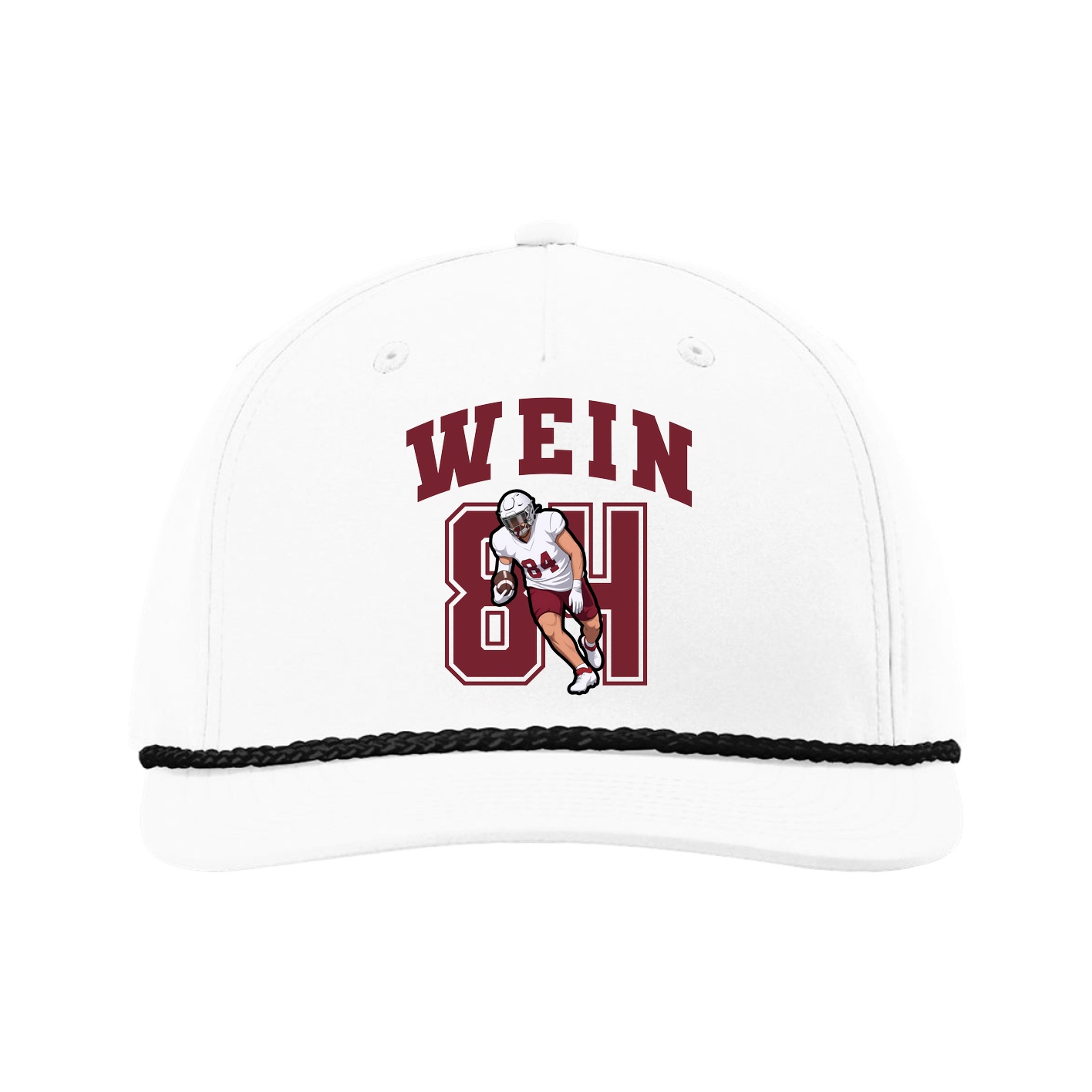 Five-Panel Classic Rope Cap — Number in White