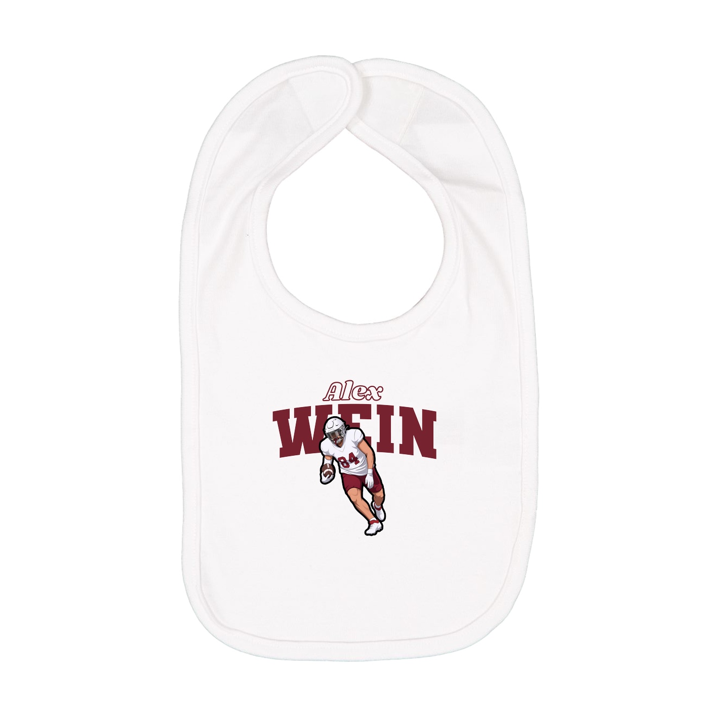 Infant Bib — Name Arch in White