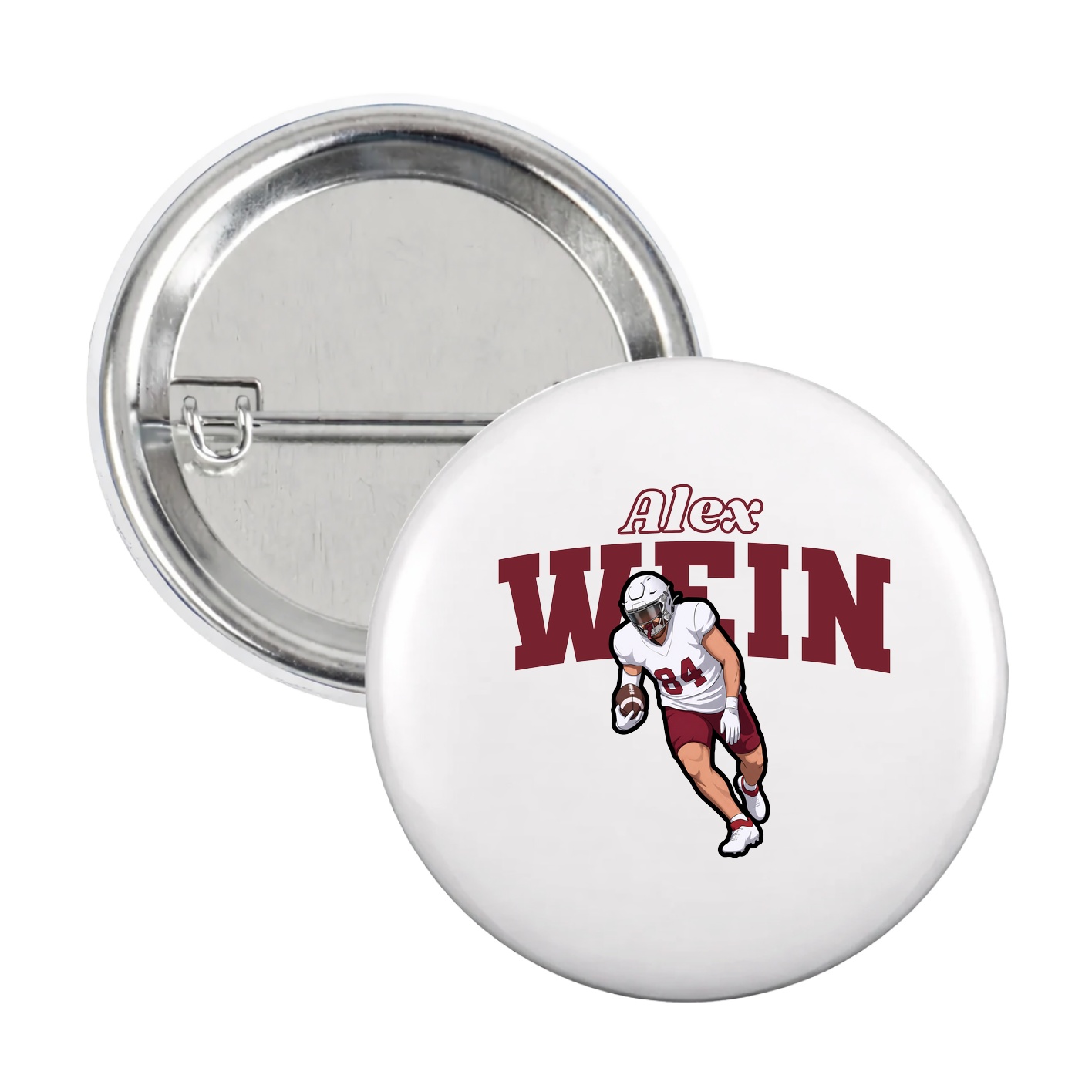 Game Day Button — Name Arch in White