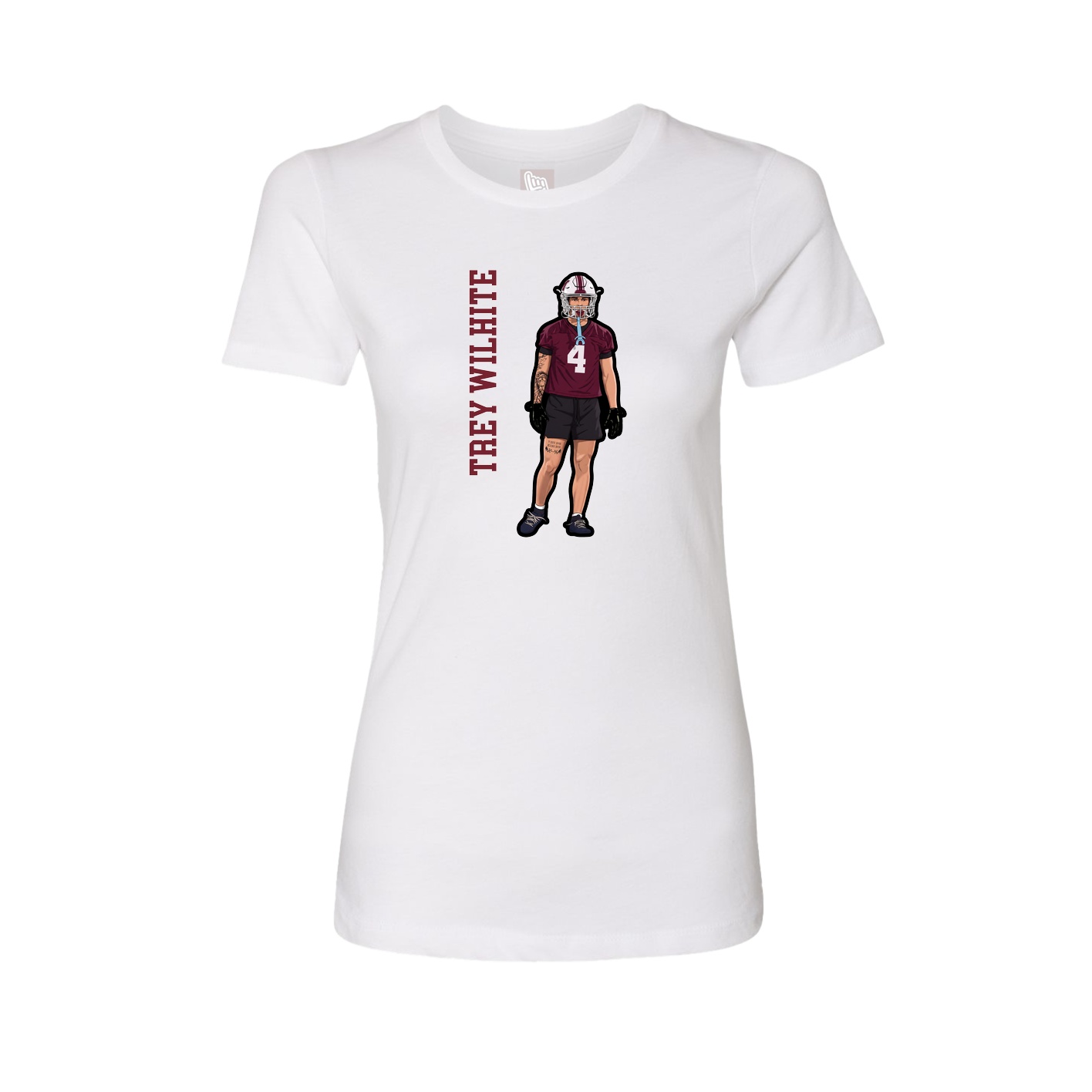 Fitted Women's Tee — Name Vertical in White