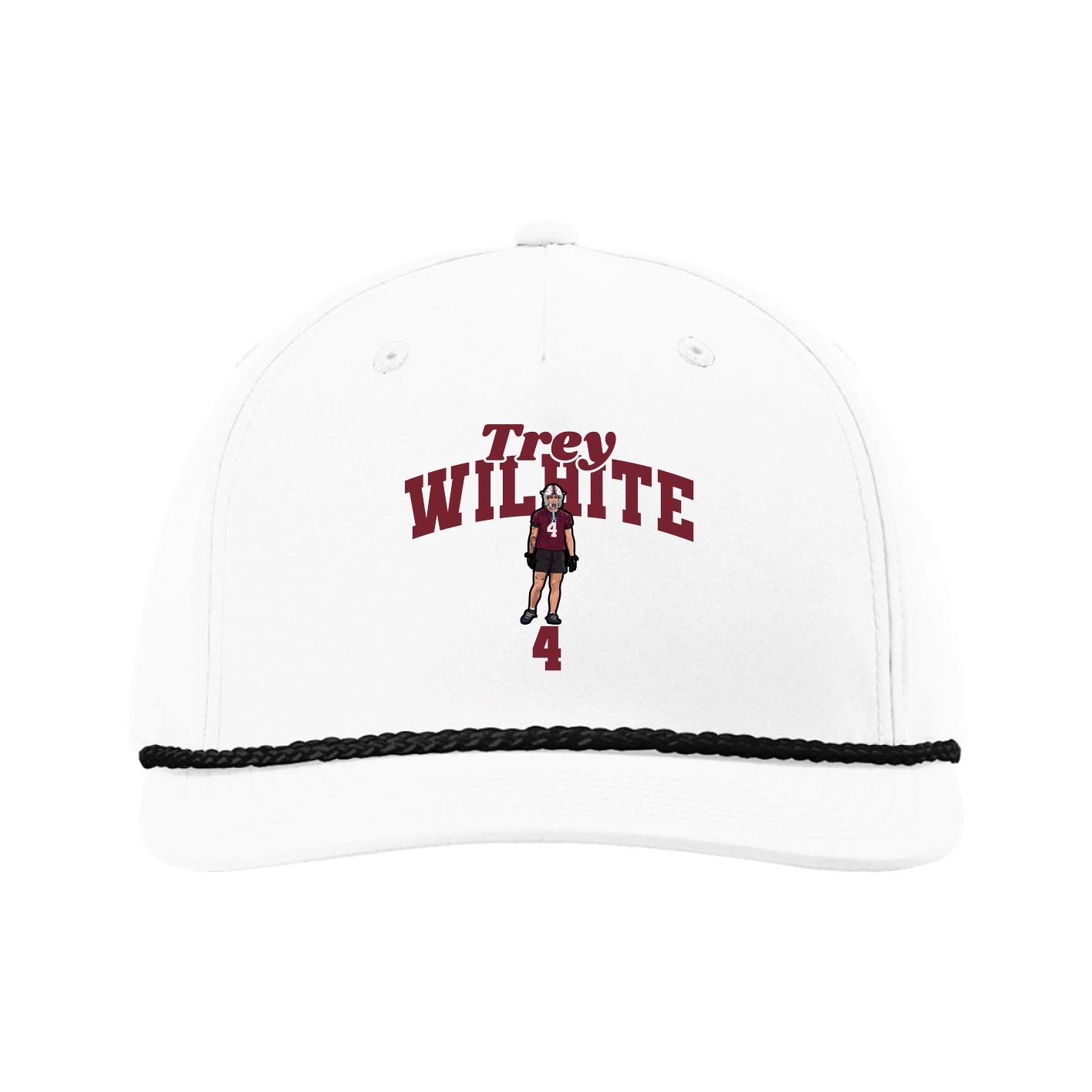 Five-Panel Classic Rope Cap — Signature Arch in White