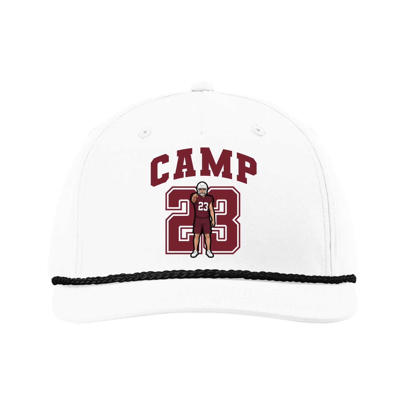 Five-Panel Classic Rope Cap — Number in White
