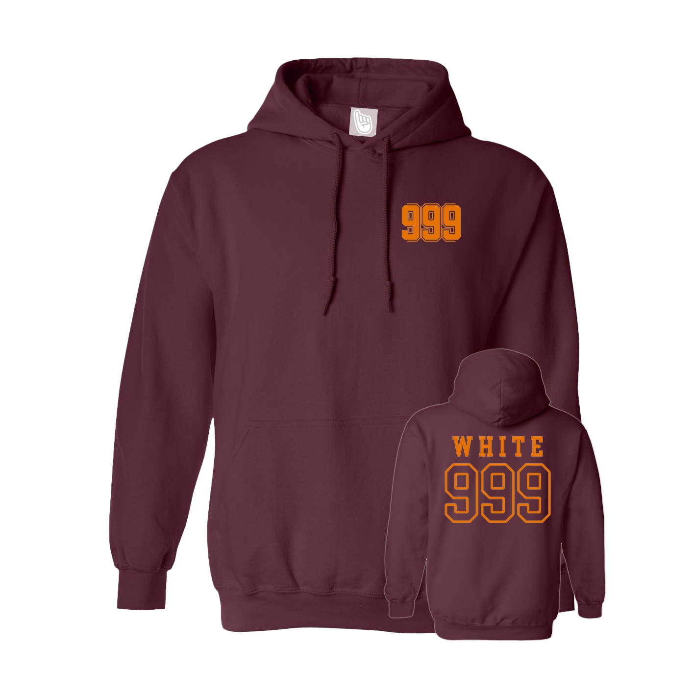 Hoodie — Chest Back in Maroon