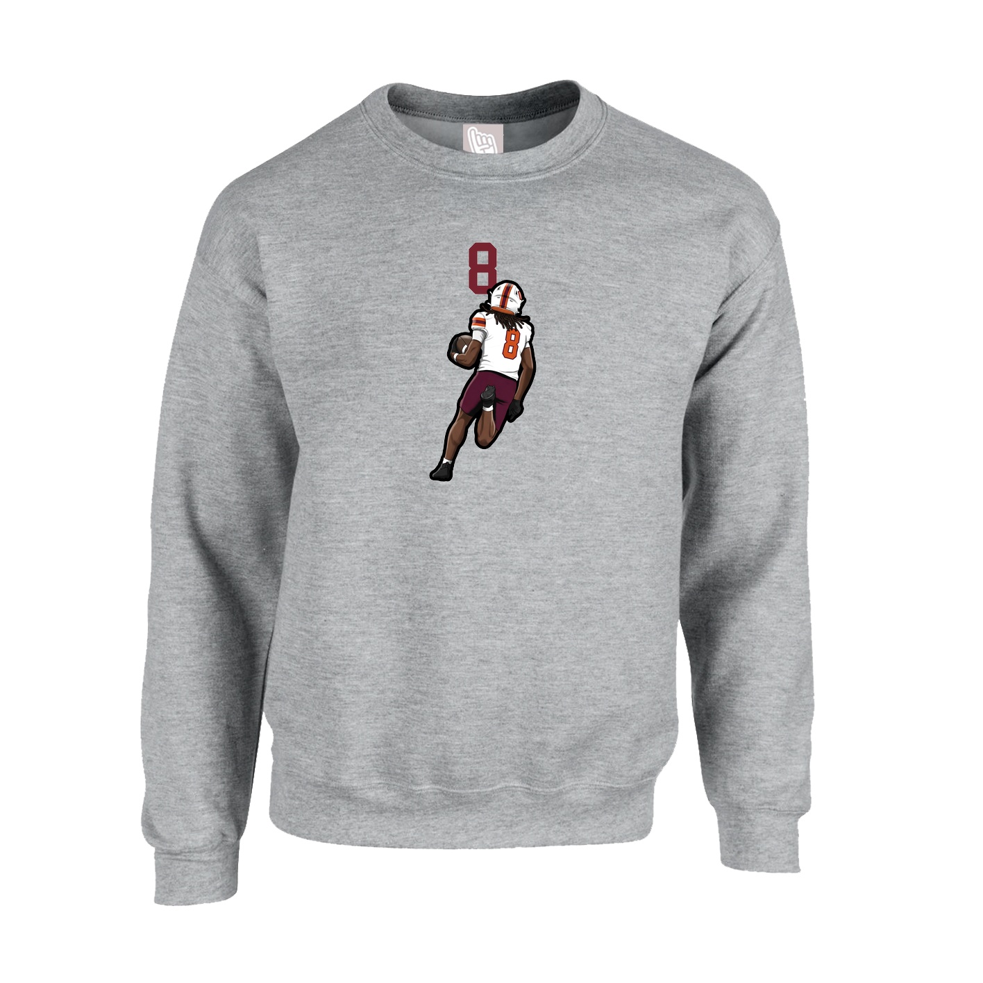 Fleece Crew — Number Top in Grey