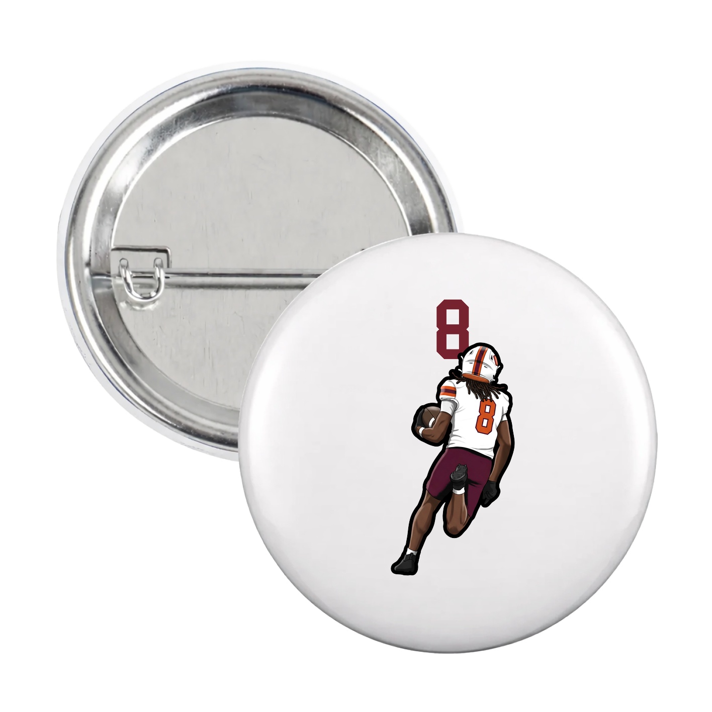 Game Day Button — Number Top in White
