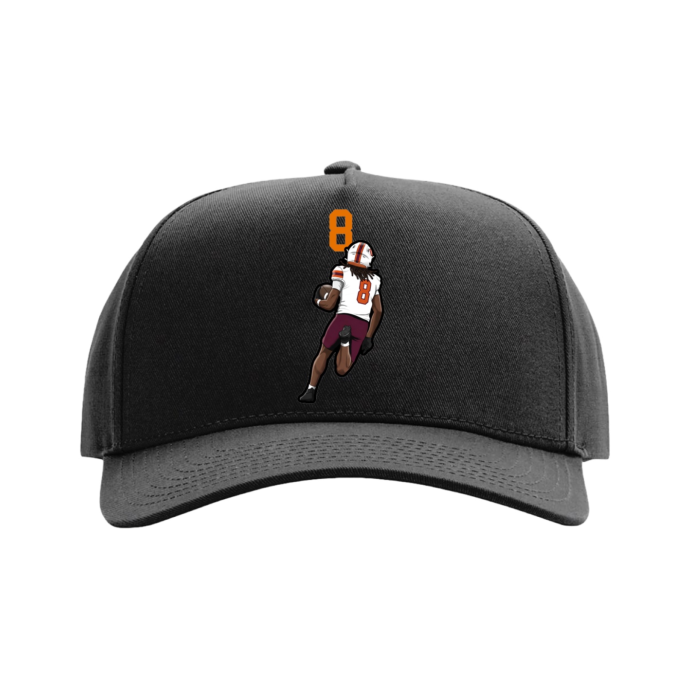 Full Fabric Five-Panel Champ Cap — Number Top in Black