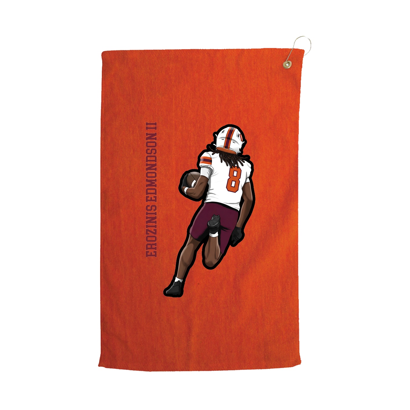 Golf Towel — Name Vertical in Orange