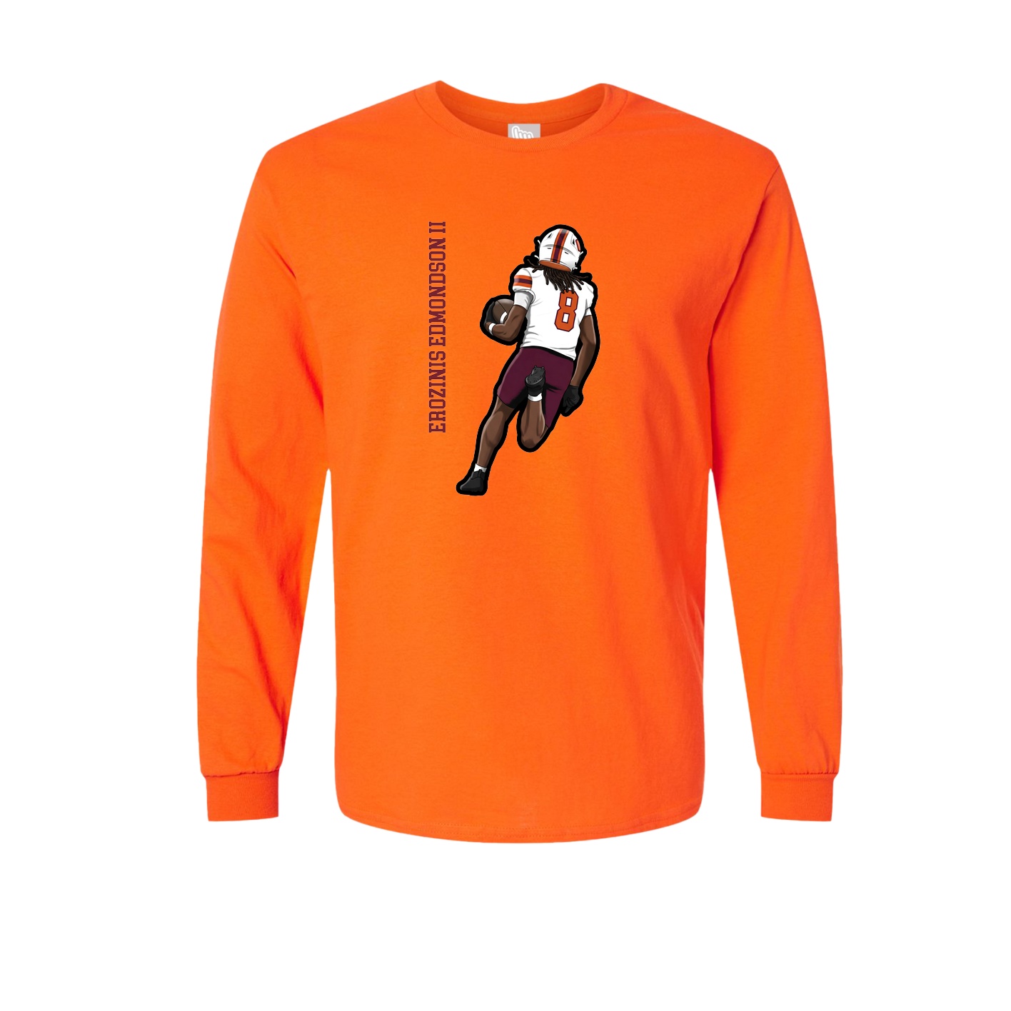 Long Sleeve Tee — Name Vertical in Orange