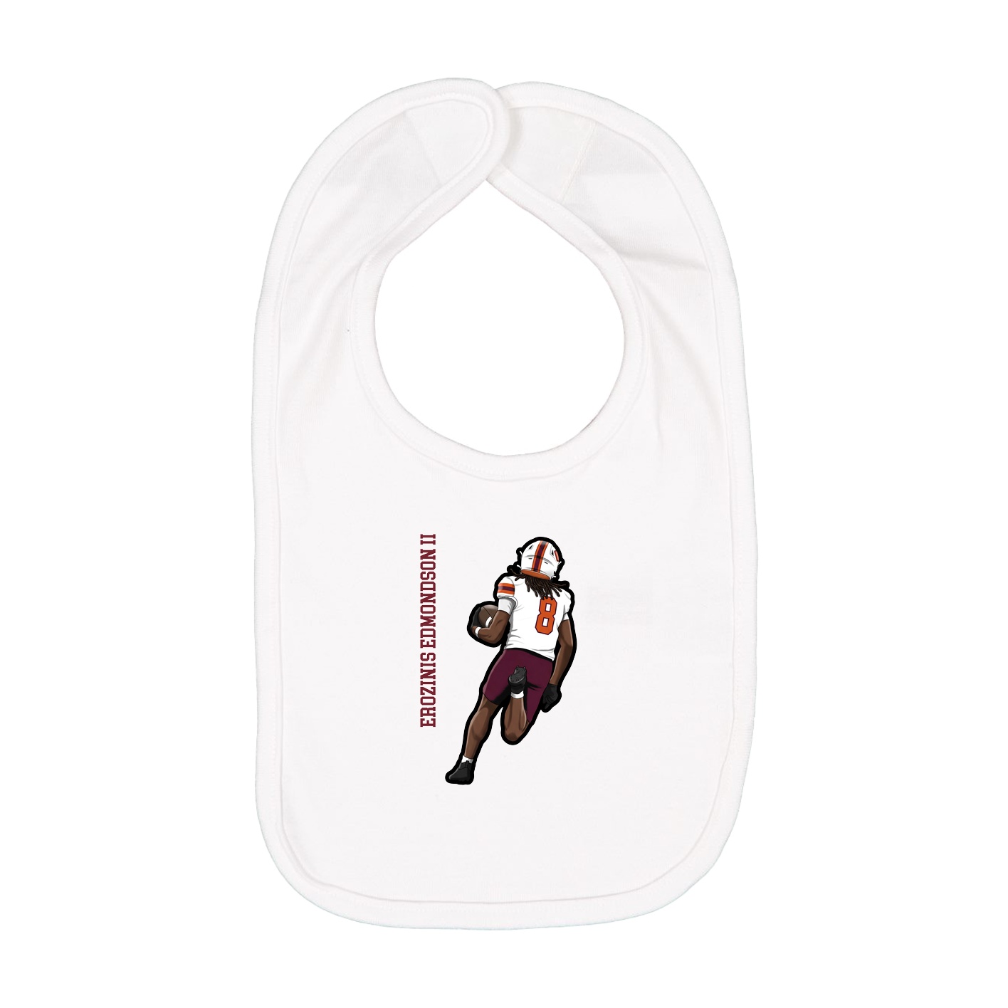Infant Bib — Name Vertical in White