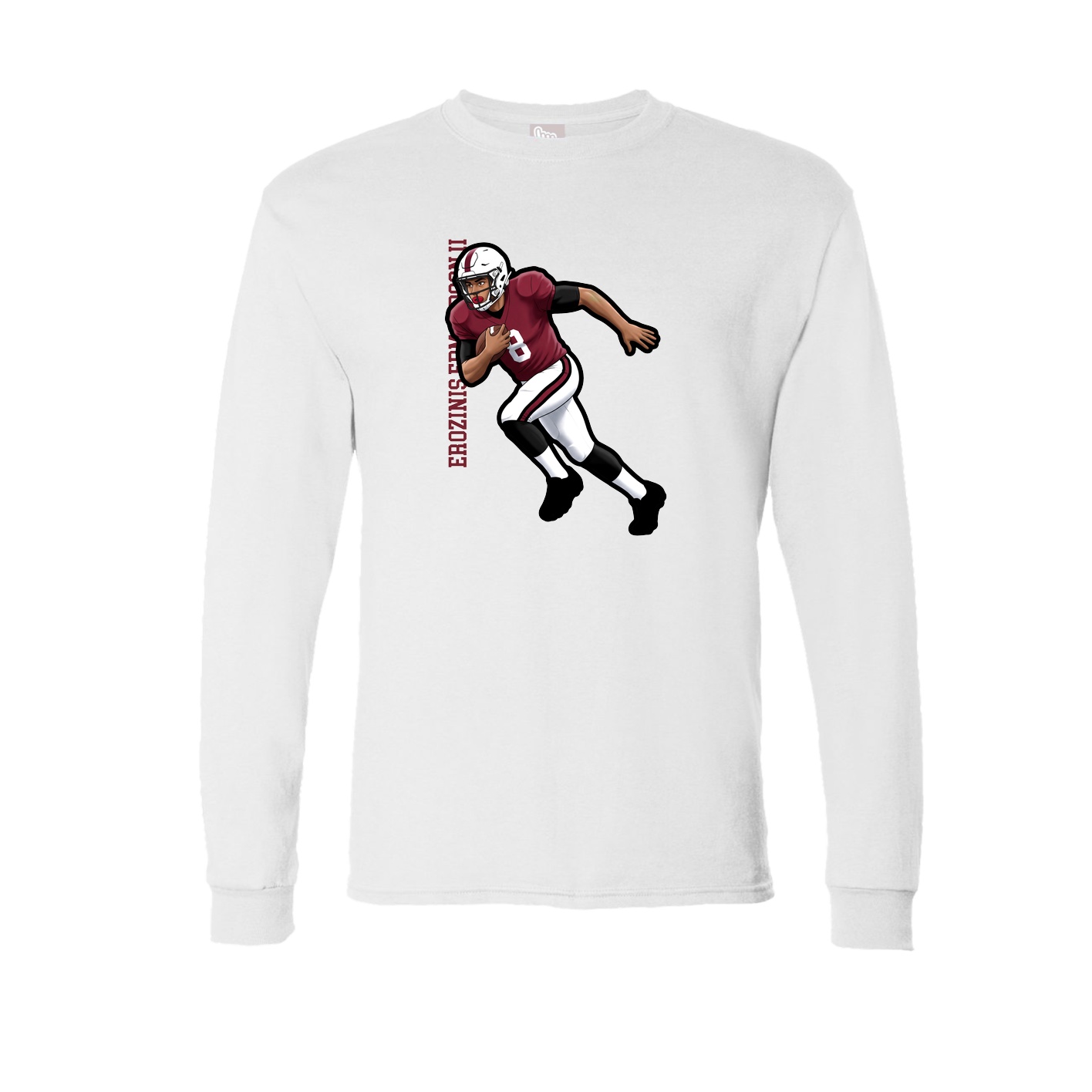 Long Sleeve Tee — Name Vertical in White