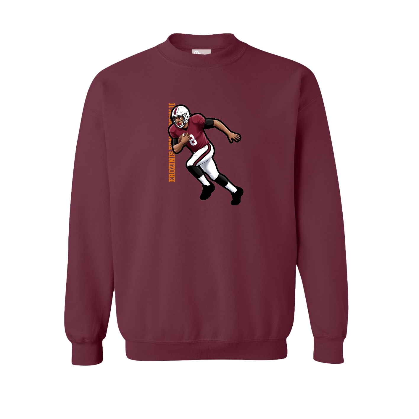 Fleece Crew — Name Vertical in Maroon