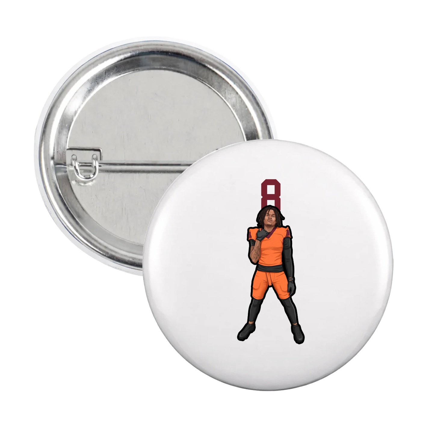 Game Day Button — Number Top in White