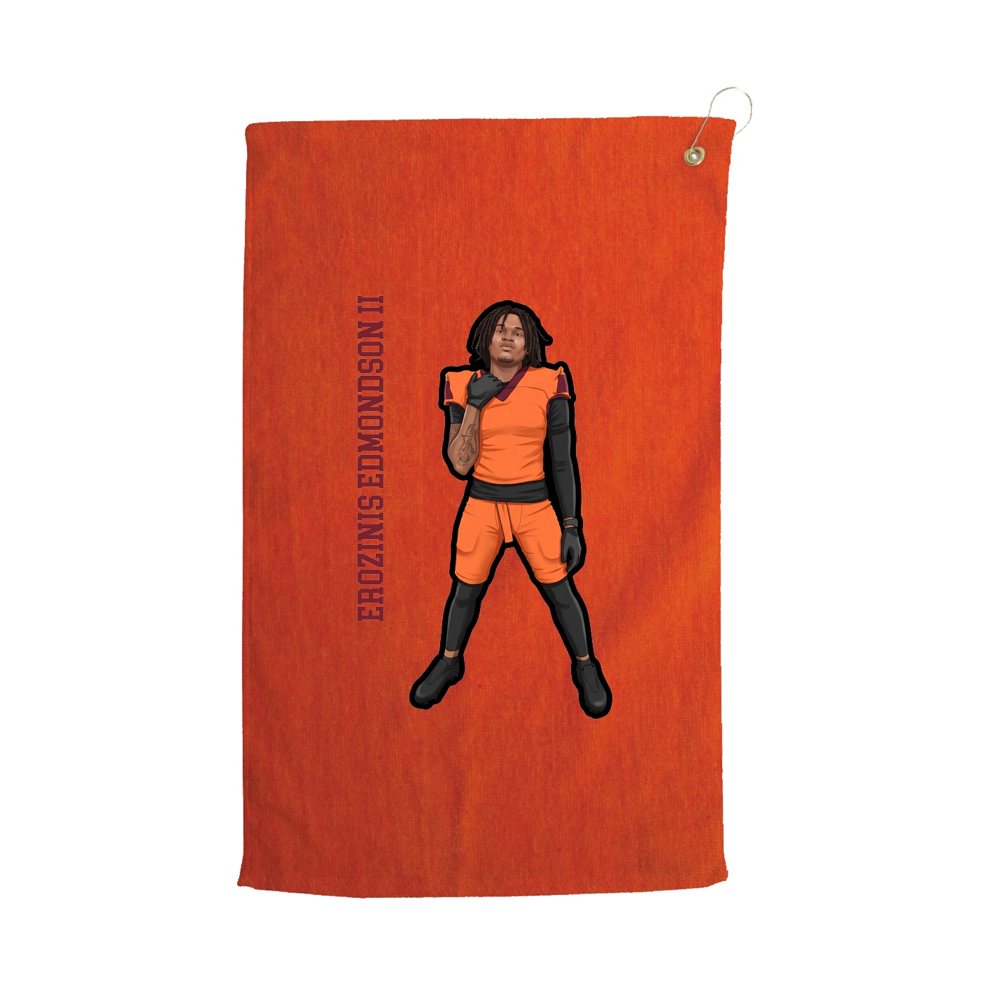 Golf Towel — Name Vertical in Orange