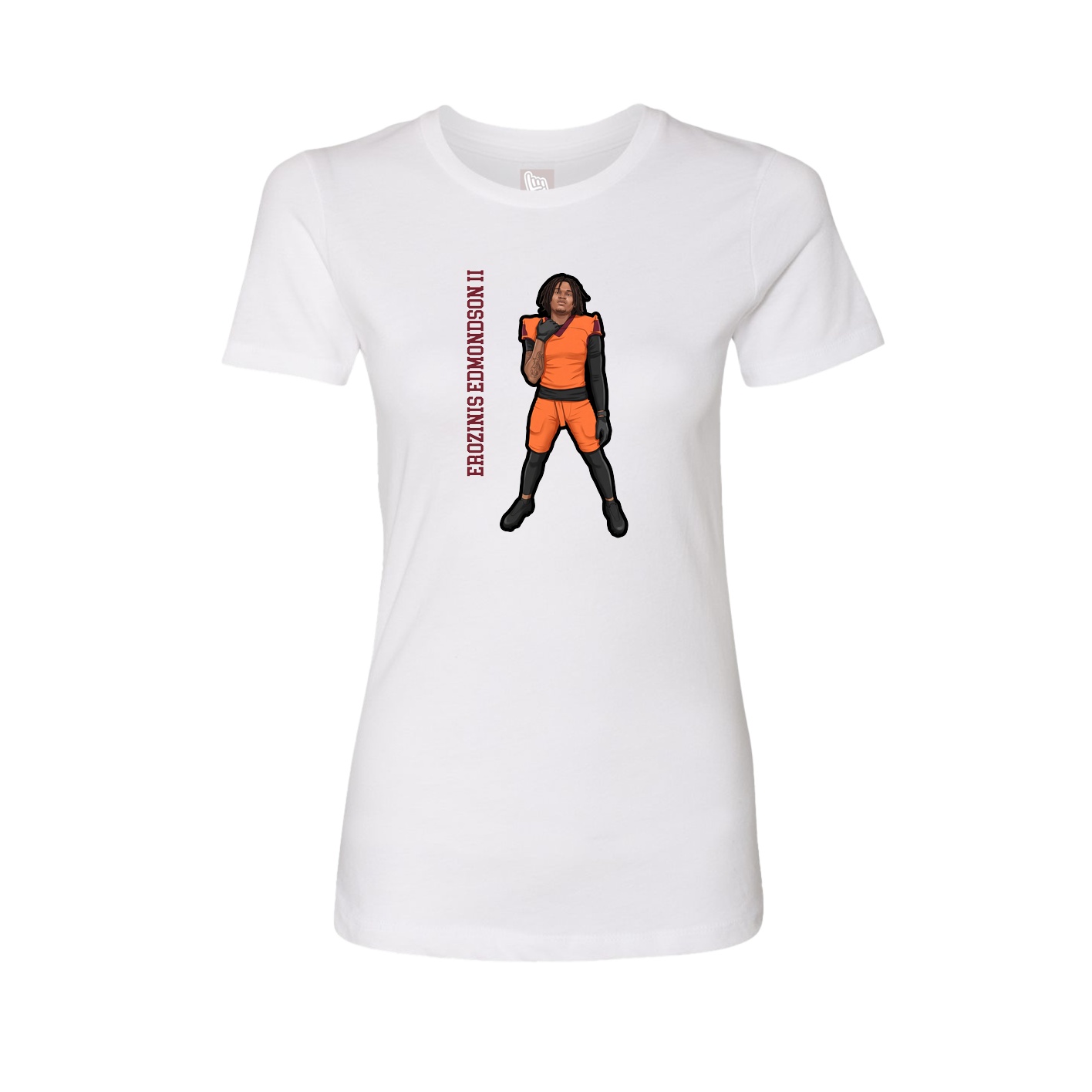 Womens Tee — Name Vertical in White