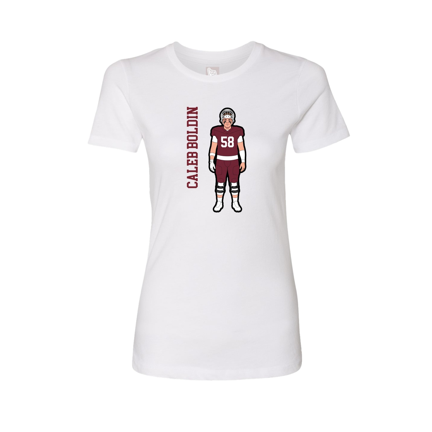 Fitted Women's Tee — Name Vertical in White