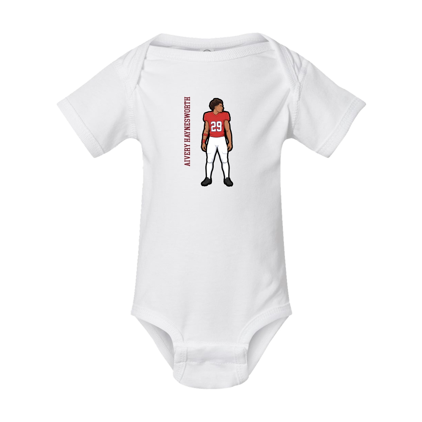 Baby Onesie — Name Vertical in White