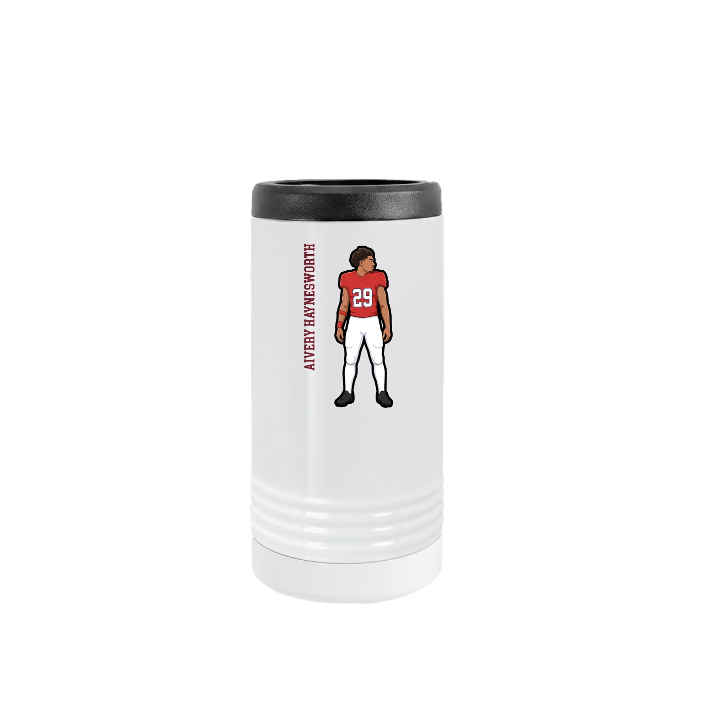 Slim Beverage Holder — Name Vertical in White