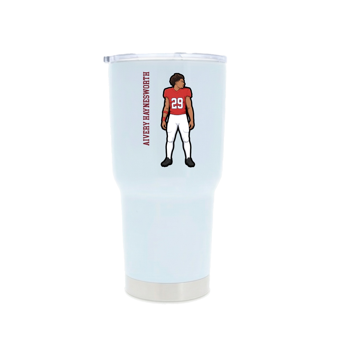30oz Stainless Steel Tumbler — Name Vertical in White