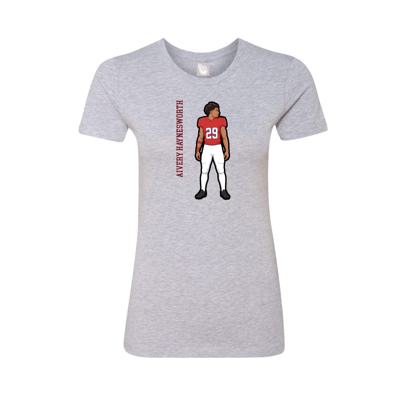 Fitted Women's Tee — Name Vertical in Grey