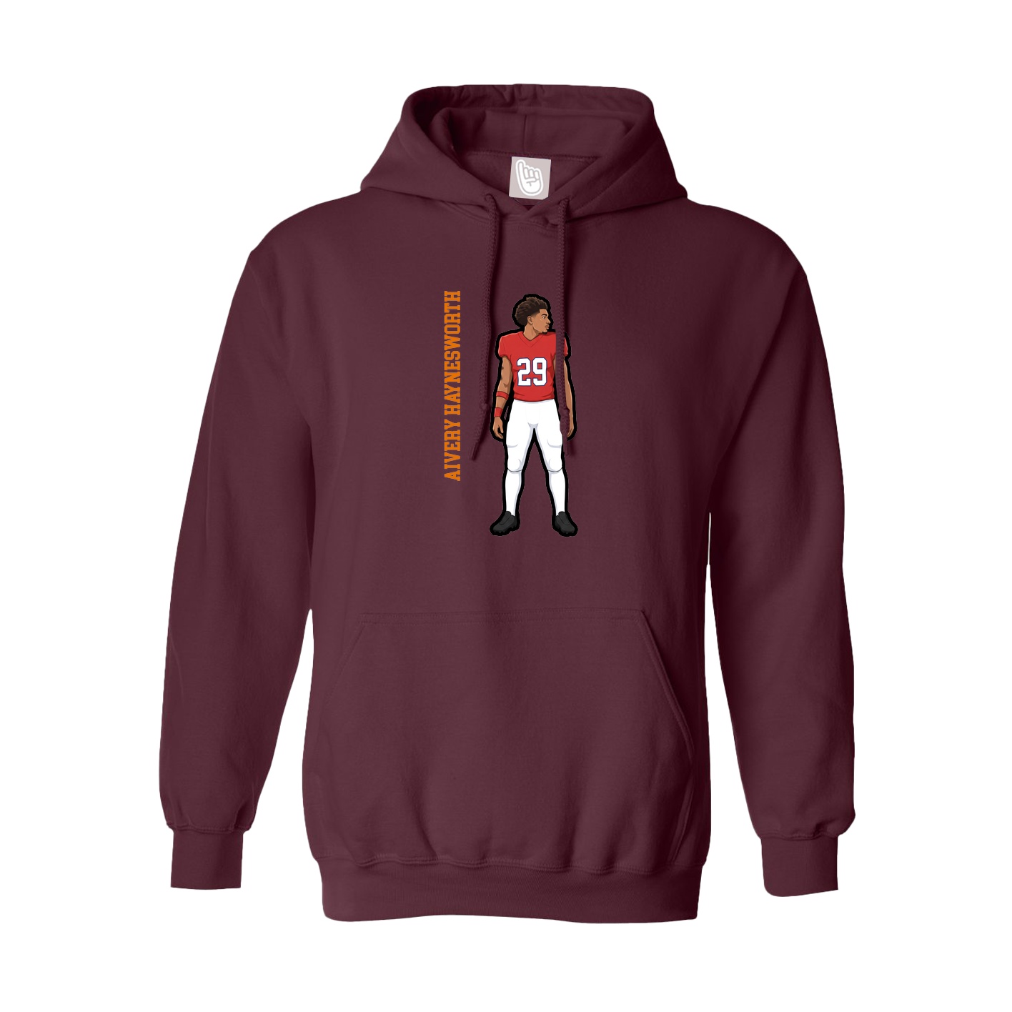 Hoodie — Name Vertical in Maroon