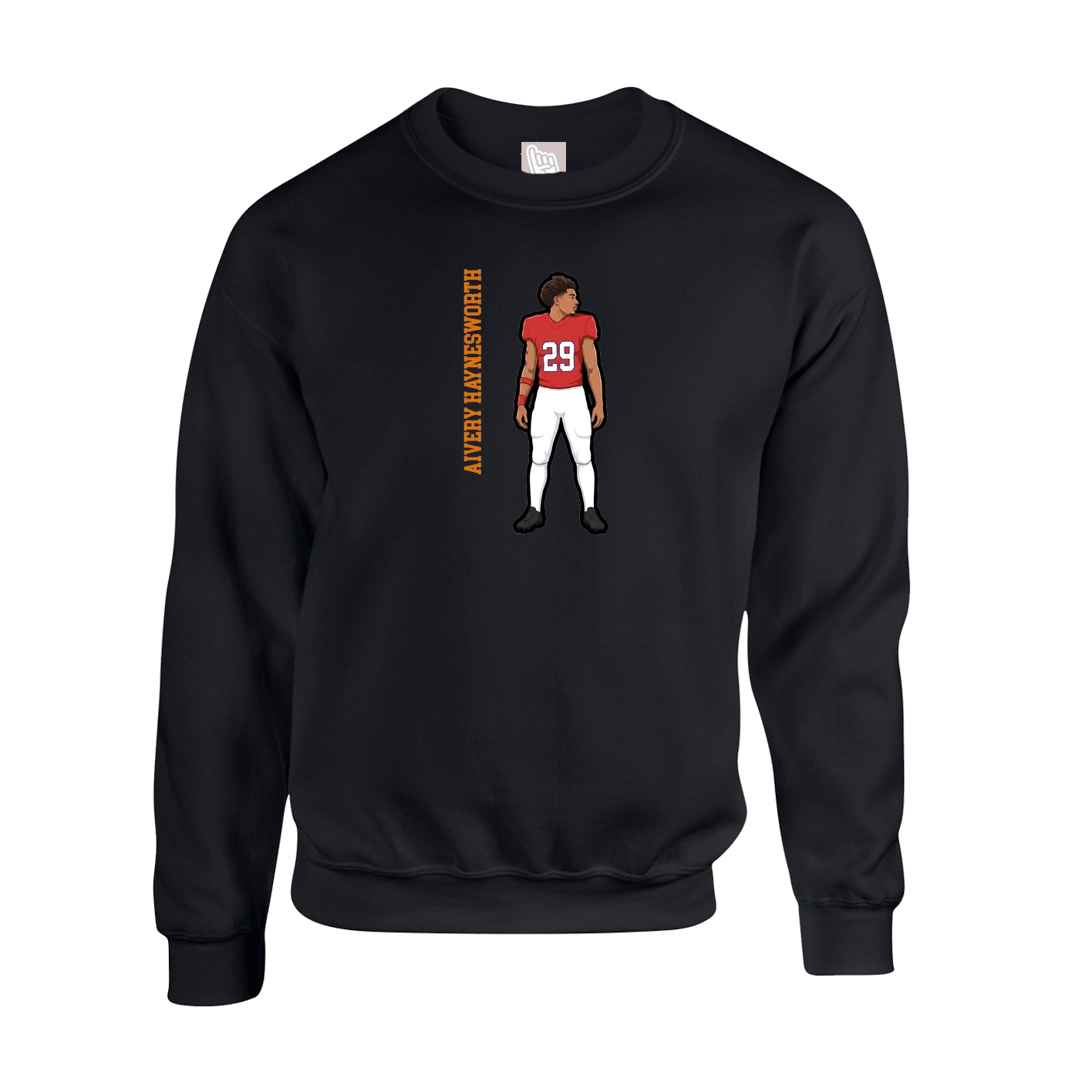 Fleece Crew — Name Vertical in Black