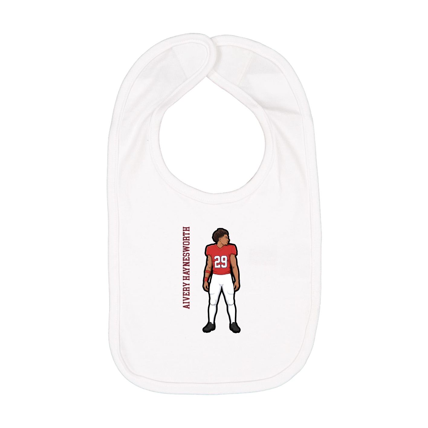 Infant Bib — Name Vertical in White