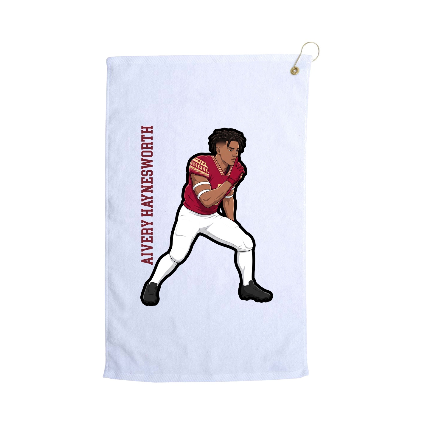Golf Towel — Name Vertical in White