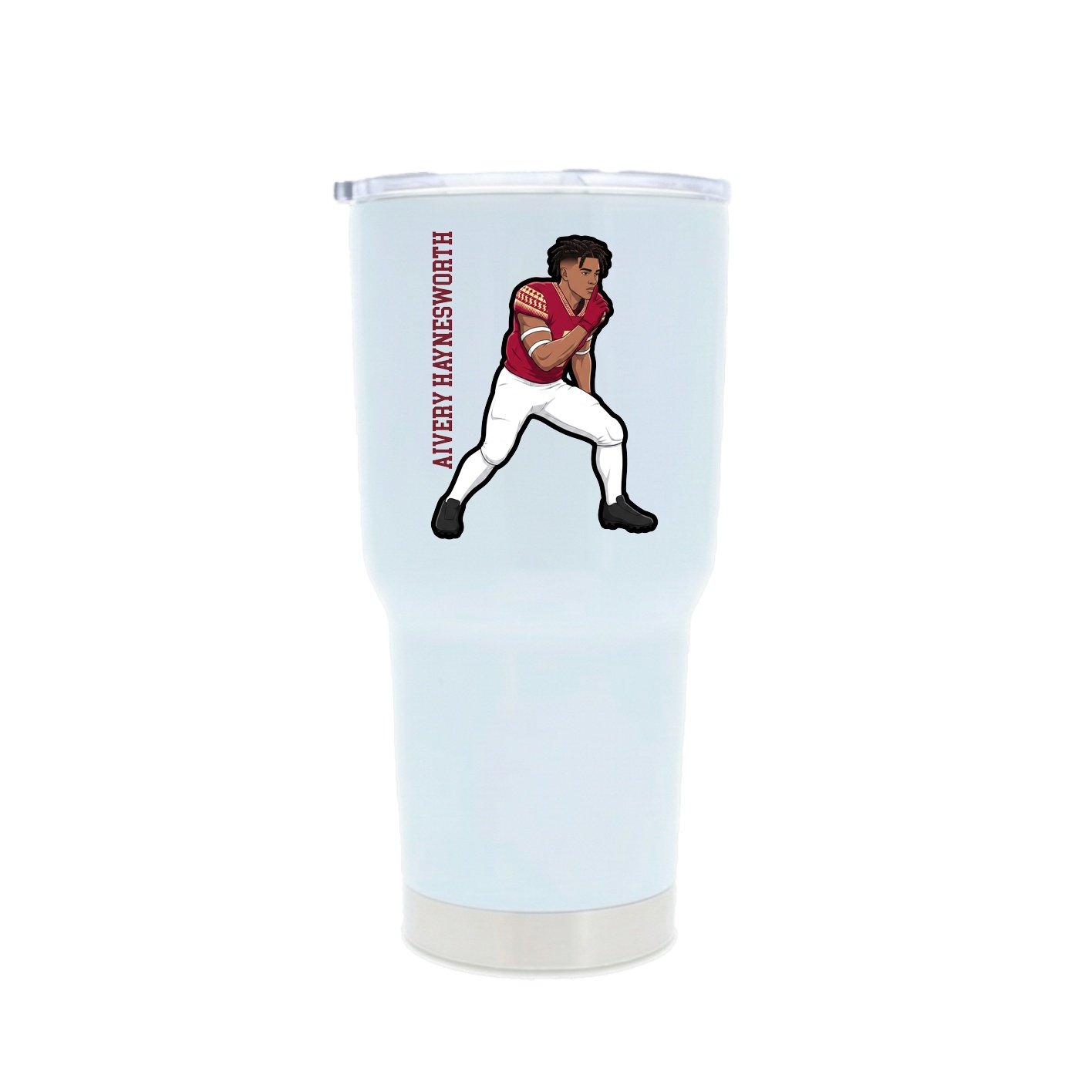 30oz Stainless Steel Tumbler — Name Vertical in White