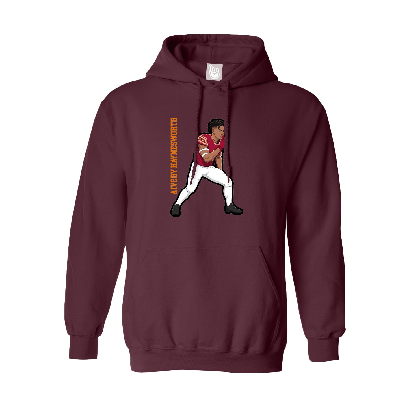 Youth Hoodie — Name Vertical in Maroon