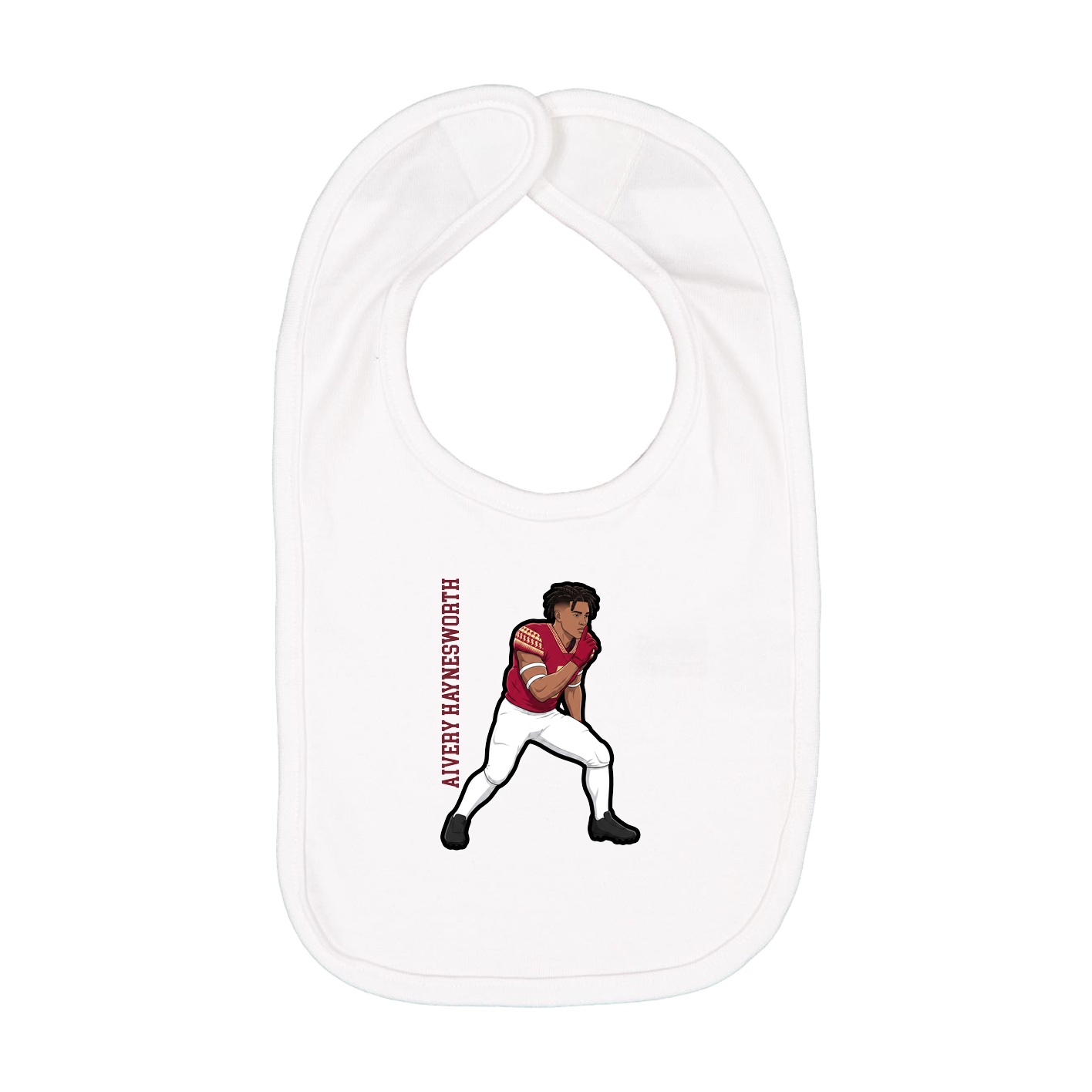 Infant Bib — Name Vertical in White