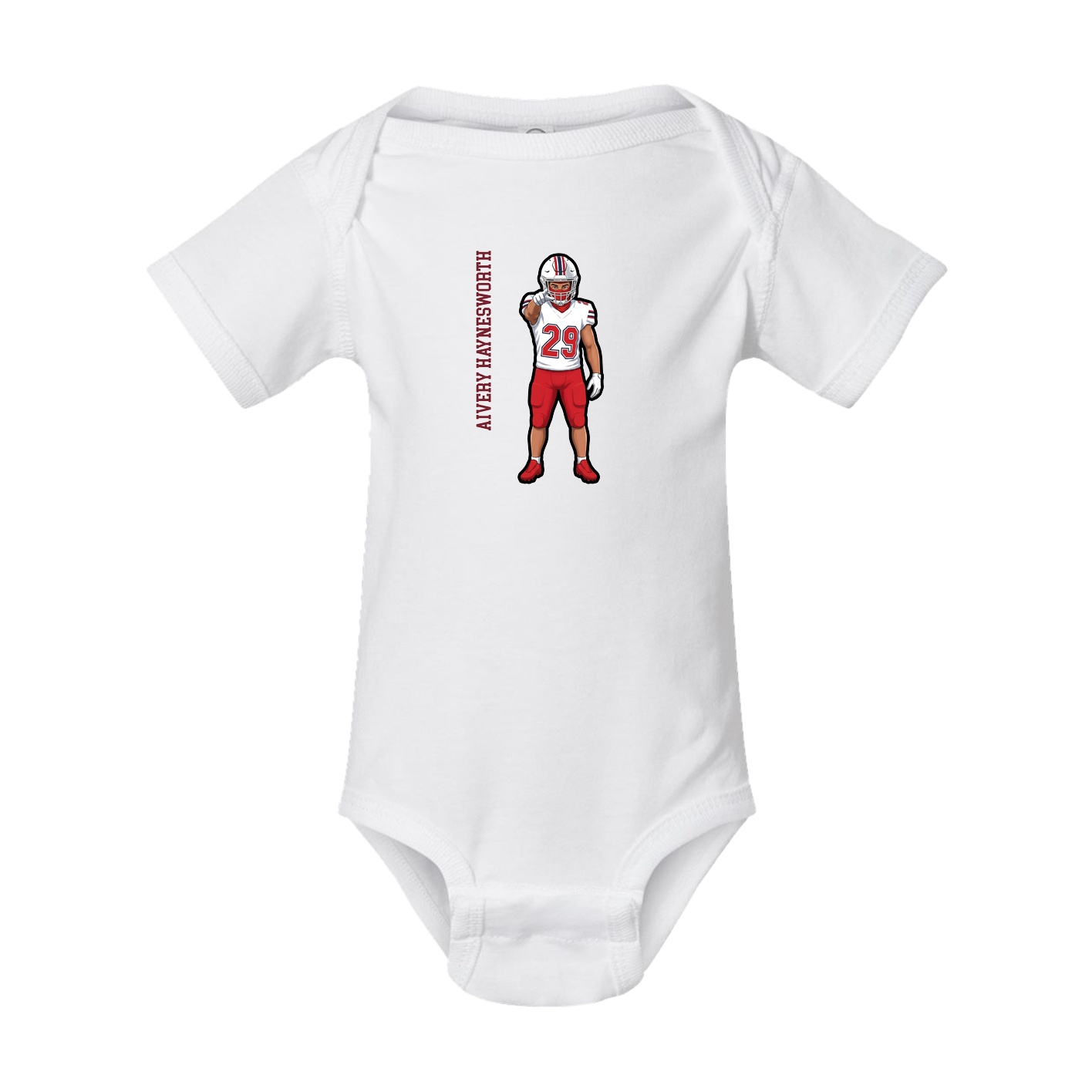 Baby Onesie — Name Vertical in White