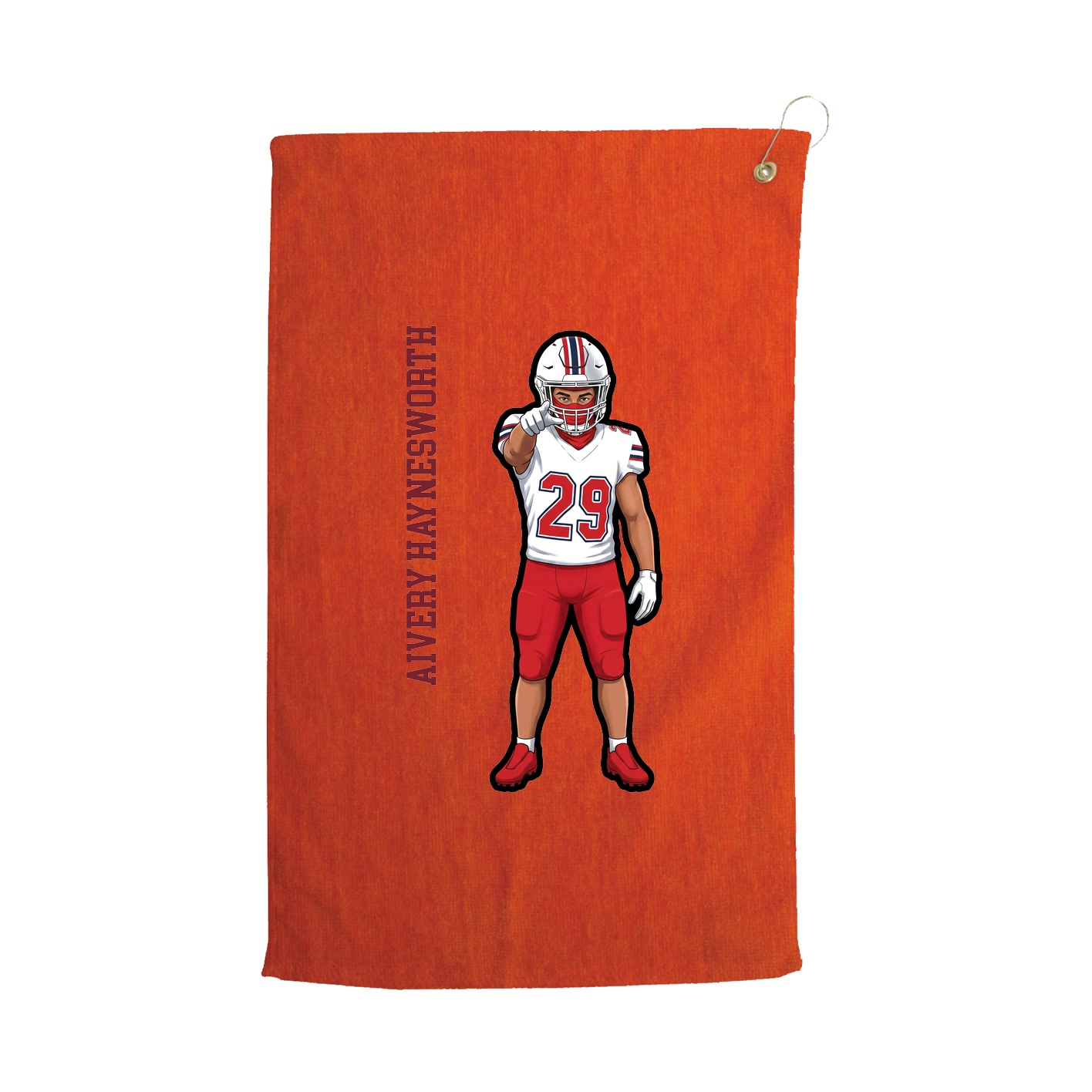 Golf Towel — Name Vertical in Orange