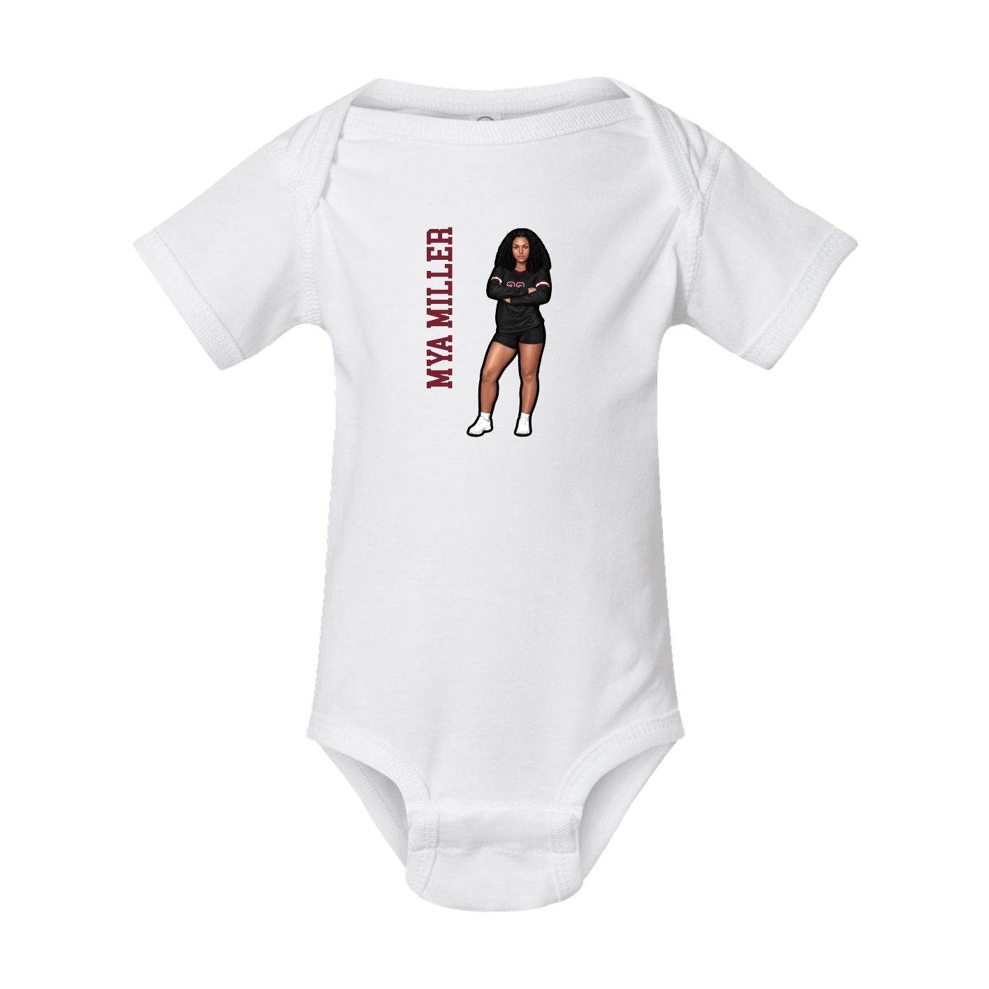 Baby Onesie — Name Vertical in White