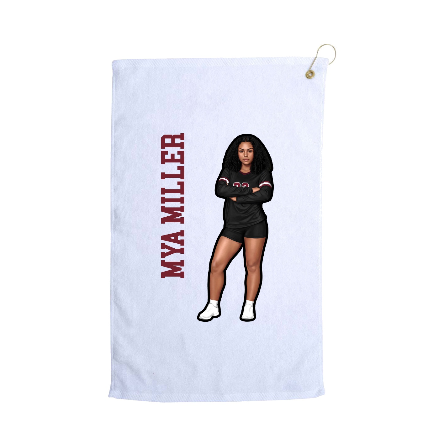 Golf Towel — Name Vertical in White