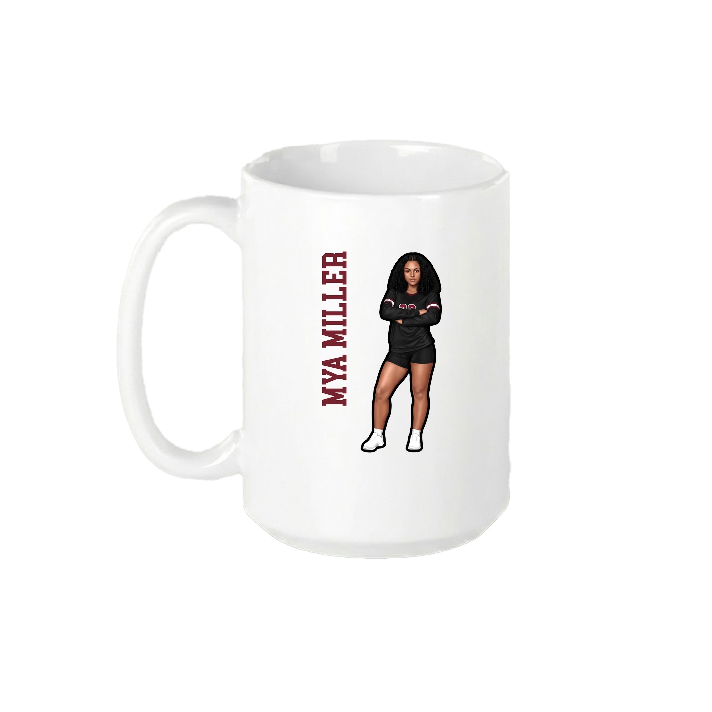 15oz Coffee Mug — Name Vertical in White