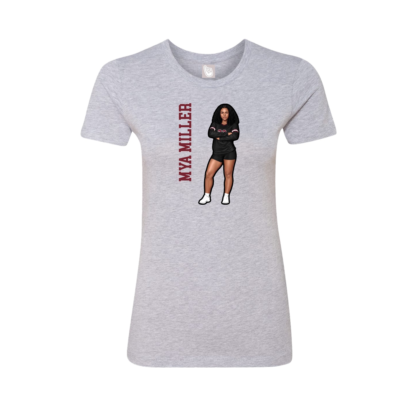 Fitted Women's Tee — Name Vertical in Grey